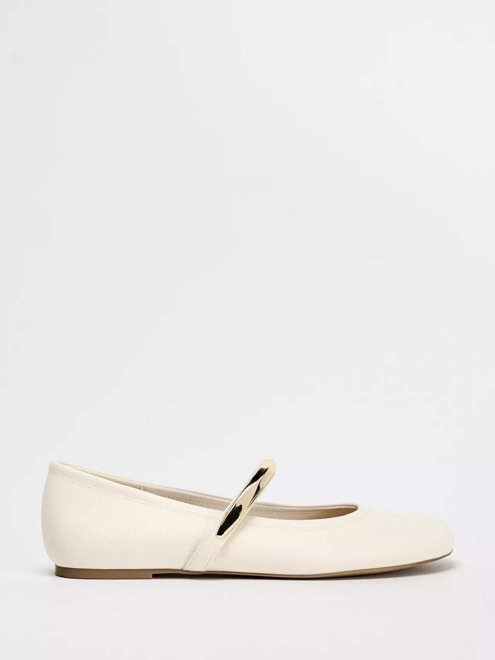 Zara Cream Mary Jane Flat with Gold Strap